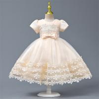 Polyester & Cotton Princess & Ball Gown Girl One-piece Dress Cute patchwork floral PC