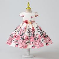 Polyester & Cotton Princess & Ball Gown Girl One-piece Dress Cute printed floral PC