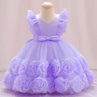 Polyester & Cotton Princess Girl One-piece Dress large hem design patchwork floral PC