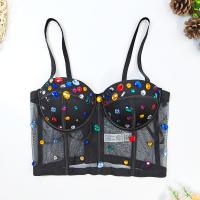 Polyester Camisole see through look & skinny & with rhinestone PC