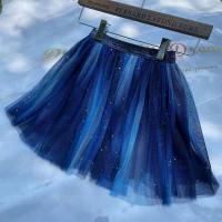 Polyester Ball Gown Girl Skirt blue PC