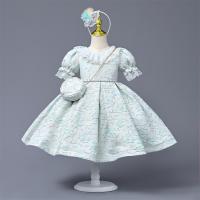 Polyester & Cotton Princess Girl One-piece Dress large hem design embroidered floral PC