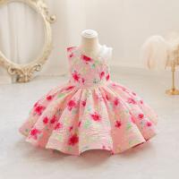 Viscose & Polyester Princess Girl One-piece Dress Cute & large hem design printed floral PC