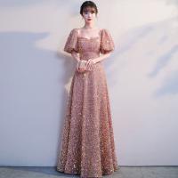 Paillettes & Polyester Robe longue de soirée Rose pièce