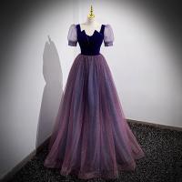 Polyester Slim & Plus Size & High Waist Long Evening Dress purple PC