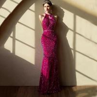 Sequin & Polyester Slim & Plus Size & Mermaid Long Evening Dress fuchsia PC