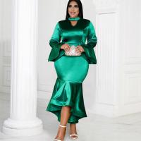 Polyester Sexy Package Robes hip Solide Vert pièce