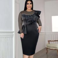 Polyester Waist-controlled & stringy selvedge & Slim & Plus Size Sexy Package Hip Dresses Solid PC