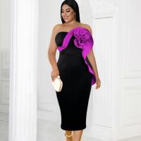 Polyester Waist-controlled & Slim Sexy Package Hip Dresses & off shoulder Solid purple PC