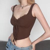 Cotton Crop Top Camisole backless stretchable Solid brown PC