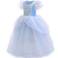 Polyester Princess & Ball Gown Girl One-piece Dress light blue PC