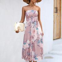 Polyester Slim & High Waist Tube Top Dress printed floral PC