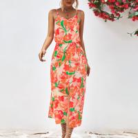 Spandex & Polyester Slip Kleid, Gedruckt, Floral, mehr Farben zur Auswahl,  Stück