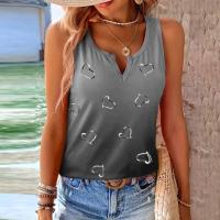 Polyester Soft Women Sleeveless T-shirt deep V & breathable printed Solid PC