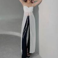 Polyester Soft & front slit Slip Dress see through look Solid PC