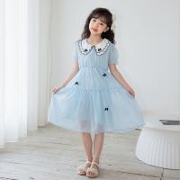 Polyester Girl One-piece Dress Cute sky blue PC