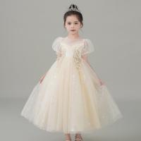 Cotton Princess & High Waist Girl One-piece Dress large hem design & short front long back patchwork Solid PC