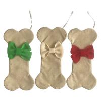 Jute Kerstdecoratie sokken bowknot patroon meer kleuren naar keuze stuk