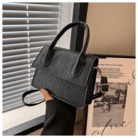 PU Leather Handbag soft surface & attached with hanging strap Lichee Grain PC