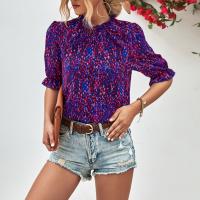 Spandex & Polyester Vrouwen korte mouw Shirt Afgedrukt meer kleuren naar keuze stuk