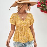 Spandex & Polyester Vrouwen short sleeve blouses Afgedrukt Rillen meer kleuren naar keuze stuk