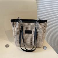 Straw & PU Leather Easy Matching Shoulder Bag large capacity Polyester PC