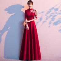 PUレザー ロングイブニングドレス 単色 赤 一つ
