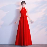 Polyester Waist-controlled & Slim Long Evening Dress & off shoulder Solid PC