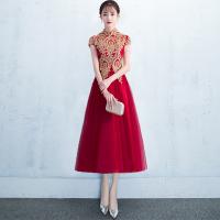 Polyester Waist-controlled Long Evening Dress & short front long back  PC