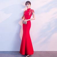 Polyester Waist-controlled & Slim & Mermaid Long Evening Dress embroider Solid PC
