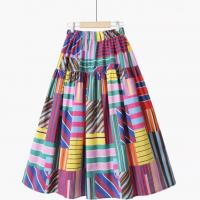 Polyester Slim Maxi Skirt printed geometric : PC