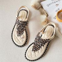 Microfiber PU Synthetic Leather Women Sandals & with rhinestone Pair