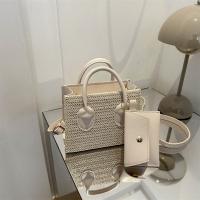 Straw & PU Leather With Coin Purse & Easy Matching & Weave Handbag attached with hanging strap PC