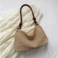 Straw Easy Matching Woven Shoulder Bag large capacity PU Leather PC