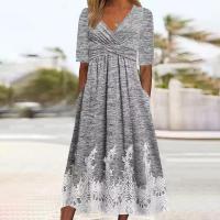 Polyester Waist-controlled & High Waist One-piece Dress double layer printed Solid PC