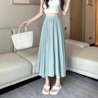 Cotton Linen Maxi Skirt loose : PC