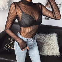 Spandex Women Jumpsuit see through look & hollow patchwork Solid black PC