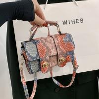 PU Leather Box Bag Handbag attached with hanging strap snakeskin pattern PC