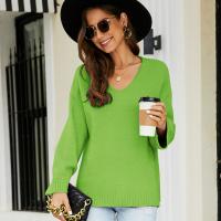 Acrylic & Spandex & Polyester Women Sweater & loose knitted Solid PC