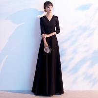 Polyester Waist-controlled & Slim Long Evening Dress  Solid PC