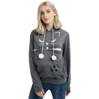 Polyester Soft Women Sweatshirts & loose & thermal printed Solid PC