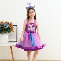Polyester Ball Gown Girl One-piece Dress with hair accessory & Cute printed PC