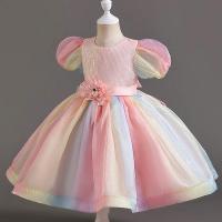 Polyester Princess & Ball Gown Girl One-piece Dress patchwork PC