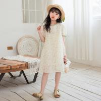 Polyester Princess & Ball Gown Girl One-piece Dress patchwork shivering Apricot PC