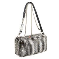 PU Leather Easy Matching Clutch Bag attached with hanging strap & with rhinestone silver PC