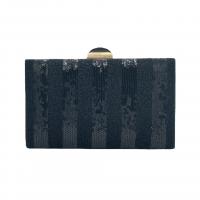 Cloth & Sequin Box Bag & Easy Matching Clutch Bag with chain striped PC