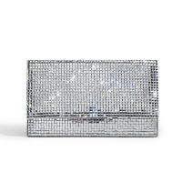 ABS & PU Leather & Polyester hard-surface & Box Bag & Easy Matching Clutch Bag with chain & with rhinestone silver PC