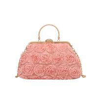 Cloth & Metal Shell Shape & Easy Matching Clutch Bag with chain & with rhinestone floral PC
