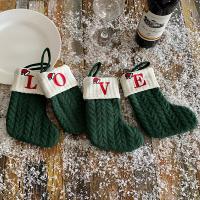 Knitted Christmas Decoration Stocking christmas design green PC