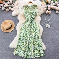 Polyester One-piece Dress slimming shivering green PC